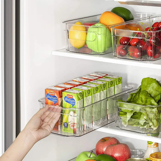 HOOJO Refrigerator Organizer Bins - 8pcs Clear Plastic Bins For Fridge