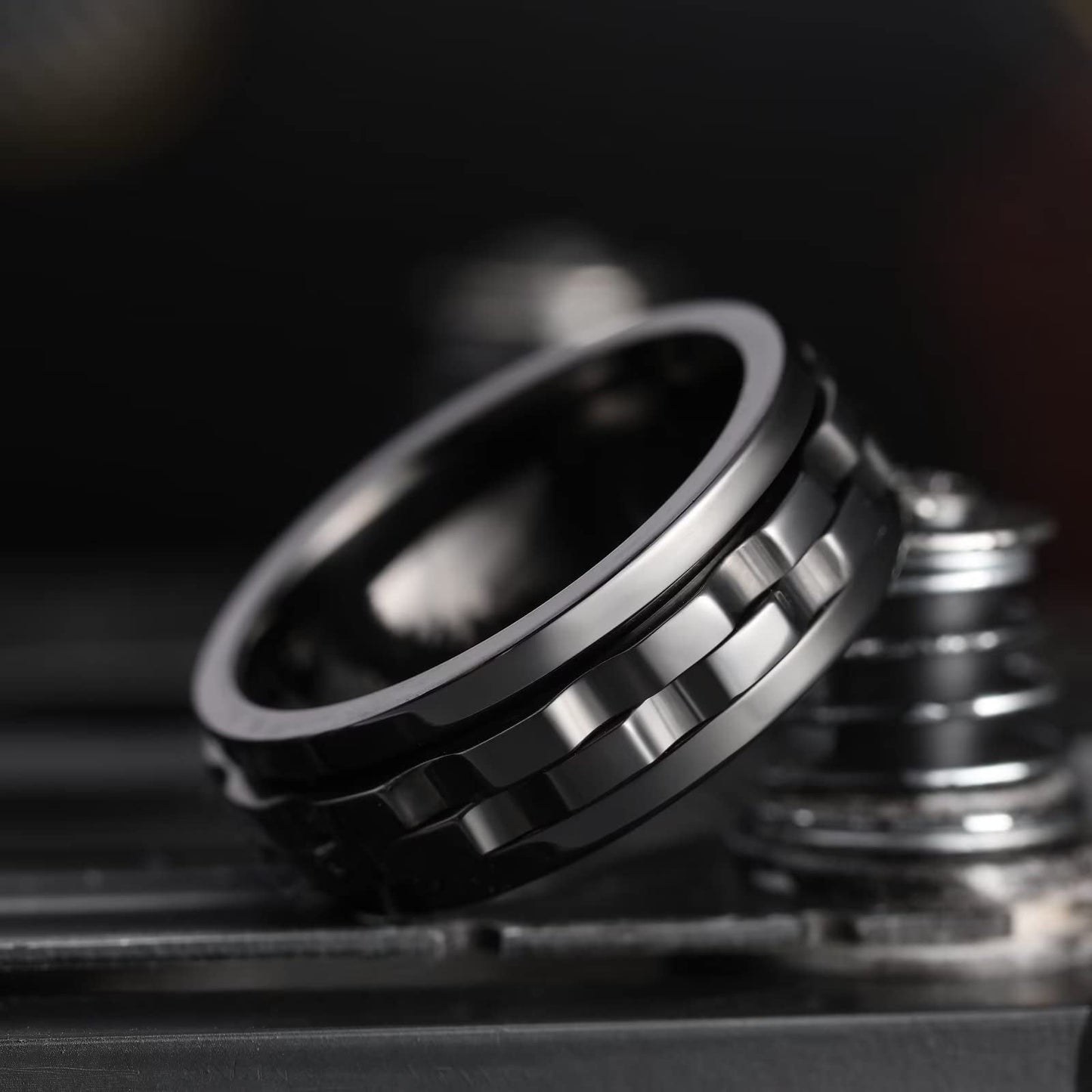 Titanium Steel Chain Spinner Rings For Men