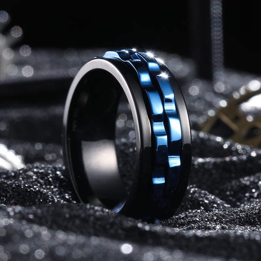 Titanium Steel Chain Spinner Rings For Men